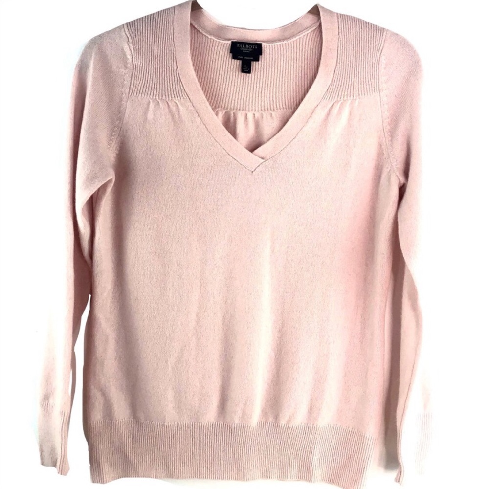 Talbots Women Cashmere Pink V Neck Sweater Size Small/Petite